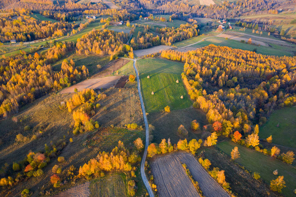 Aerial picture of a countryside village road - Photo, image