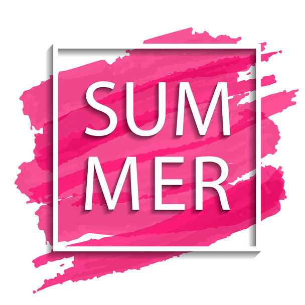 vector summer illustration of white frame on pink background - Vector, afbeelding