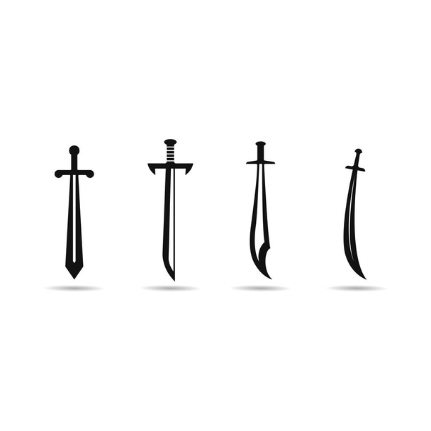 Satz von Schwertern Logo Vorlage Vektor Symbol Illustration  - Vektor, Bild