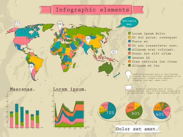 Retro set of infographic elements. - Vetor, Imagem
