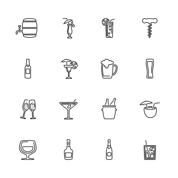 Alcoholic - Flat Vector Icons - Vector, Image