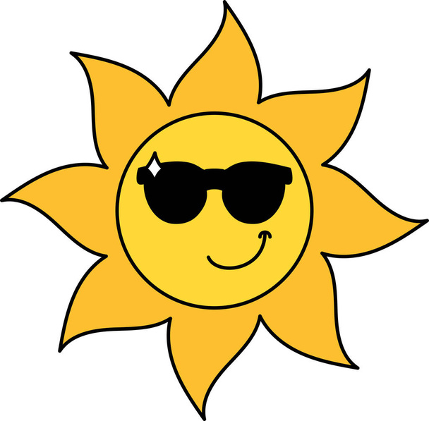 Emoji sol confiante esboço ilustração
 - Vetor, Imagem