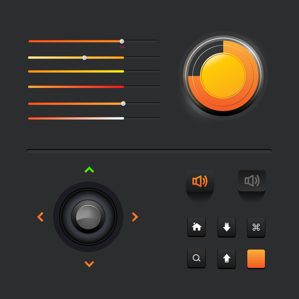 User interface elements: Buttons, Switchers, On, Off, Player, Audio, Video - Vector, Imagen
