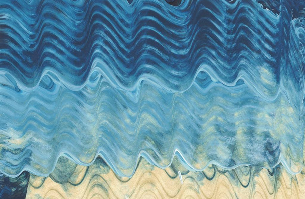 アクリルで描かれた海の波テクスチャの背景 - 写真・画像