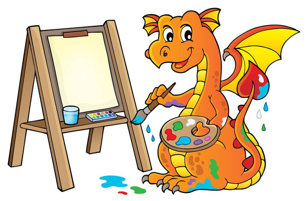 Painting dragon theme image 2 - Vektor, Bild