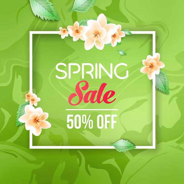Abstract spring sale offer banner design with frame - Vector, Image