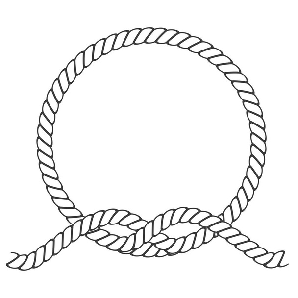 Quadro de corda redonda. Cordas de círculo, borda arredondada e ma decorativo
 - Vetor, Imagem