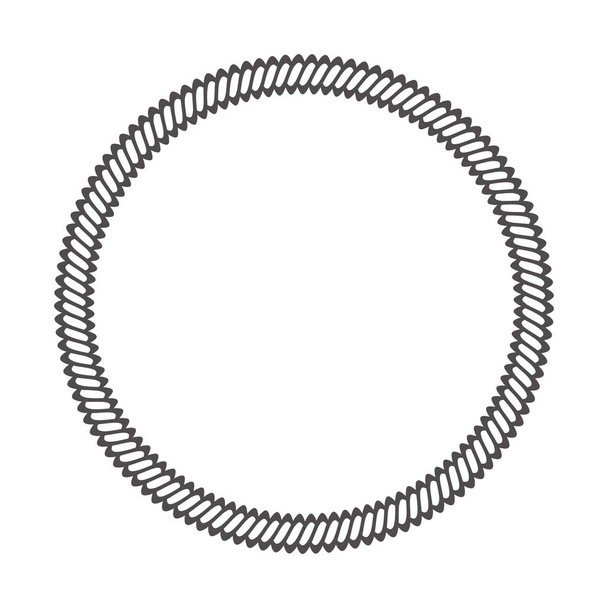 Rundseilrahmen. Kreis Seile, abgerundete Grenze und dekorative ma - Vektor, Bild