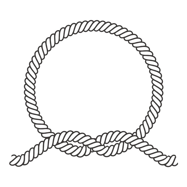 丸いロープフレーム。サークルロープ、丸みを帯びた境界線と装飾的なma - ベクター画像