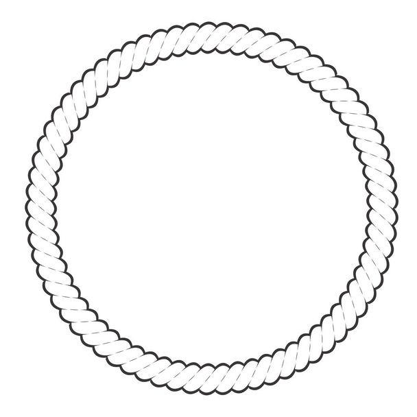 Ronde touw frame. Cirkel touwen, afgeronde rand en decoratieve ma - Vector, afbeelding