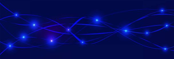 Neon blue geometric background. Abstract illustration. Glowing lines. Technology. Vector illustrator. - Vector, Image