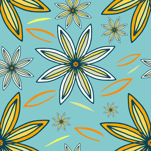 Inconsútil patrón floral dibujado a mano flores imagen vectorial. Textura sin fin para el diseño textil
 - Vector, Imagen