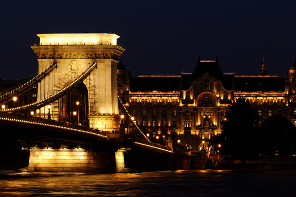 Night image of the hungarian chain Bridge - Photo, Image