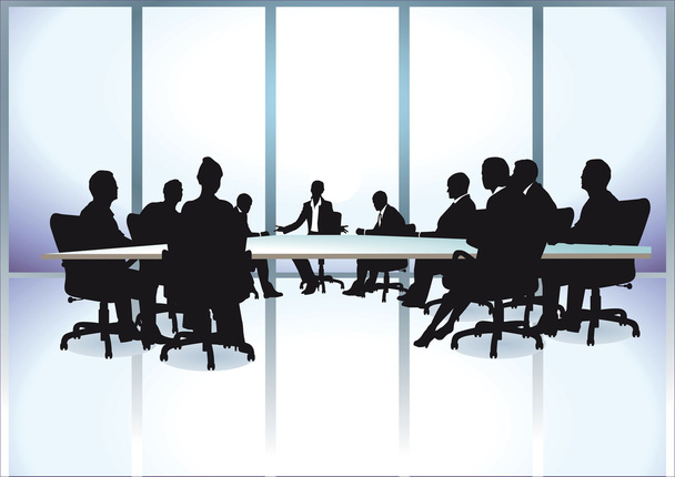 Ομάδα των επιχειρηματιών σε μια συνάντηση στο γραφείο - Διάνυσμα, εικόνα