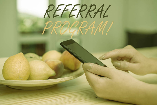 Handwriting text writing Referral Program. Concept meaning internal recruitment method employed by organizations. - Photo, Image