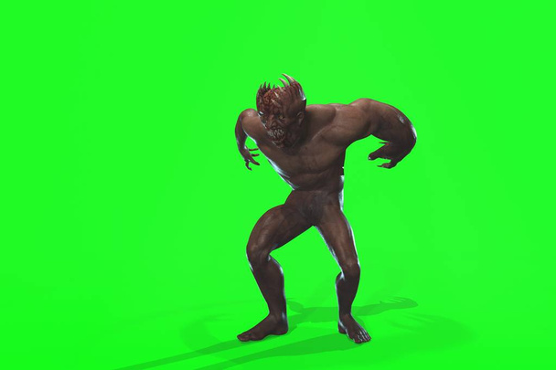 Fantaisie personnage asym Monstre rendu 3d sur fond vert
 - Photo, image