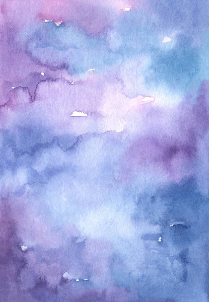 Hand painted watercolor abstract blue and purple gradient background for your design - Fotó, kép