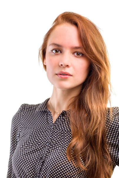 Portrait of a confident young female isolated white background - Valokuva, kuva