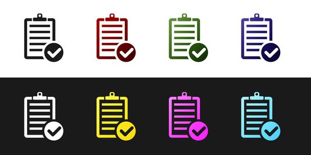 Set Verification of delivery list clipboard and pen icon isolated on black and white background. Vector Illustration - Vector, Image