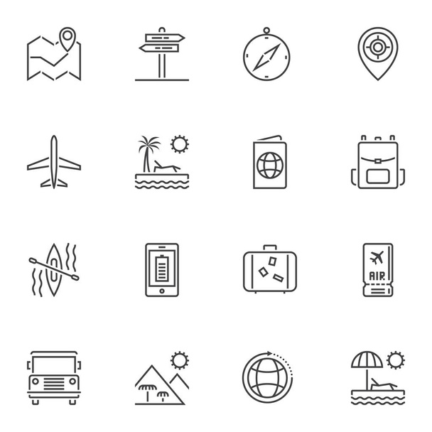 Travel line icons set - Vektor, kép