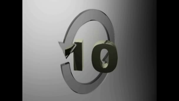 10 with rotating glass arrows - 3D rendering video clip - Footage, Video