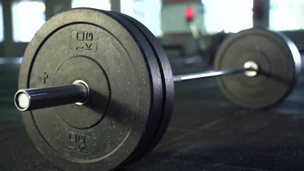 Close up of sport barbell for crossfit at the gym - Footage, Video