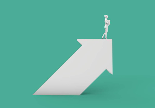 Businessnwoman standing on a white arrow. Business growth and de - Фото, зображення