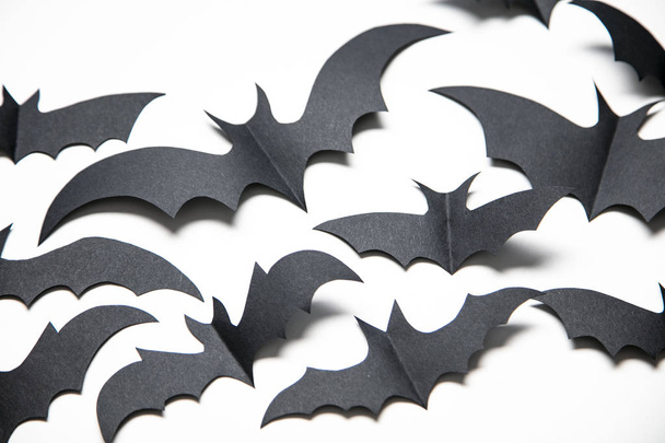 Halloween paper bat decorations on a white background. - Foto, Imagem
