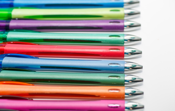 Many Colored Pens on White - Photo, Image