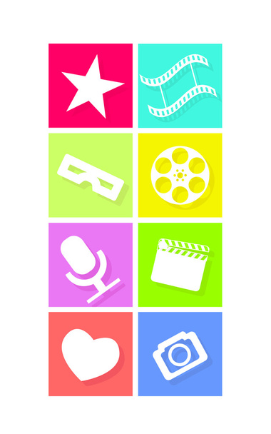 Conjunto de iconos de cine de color neón plano
 - Vector, imagen