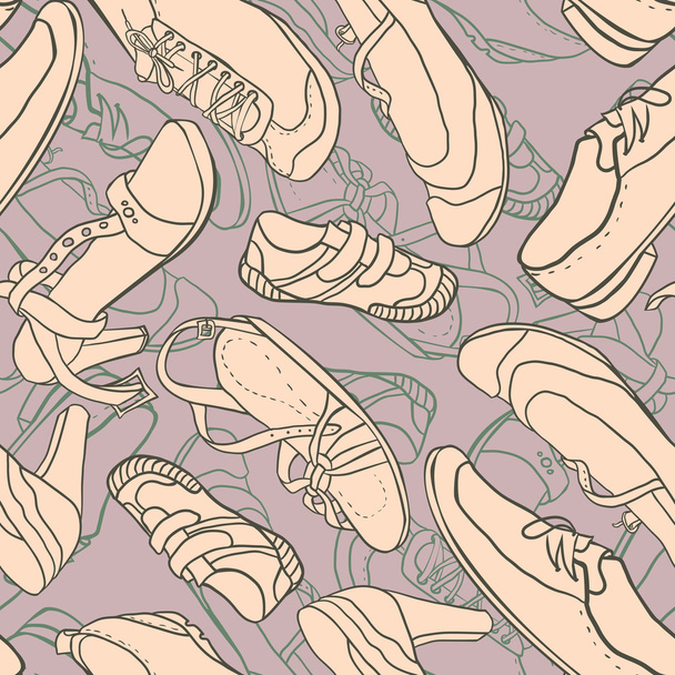 Seamless pattern with shoes - Vector, Image