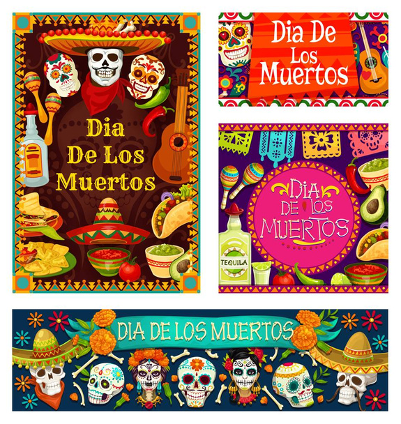 Day of Dead in Mexico, Dia de los Muertos holiday - Vector, Image