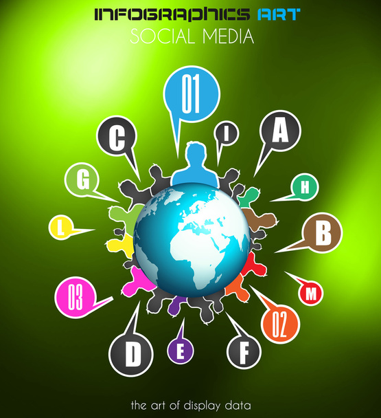Worldwide communication and social media concept art. - ベクター画像