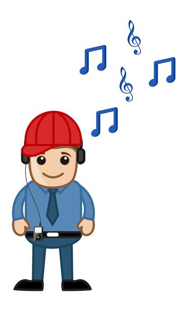 Enjoying Music - Business Cartoons Character - Vector, Image
