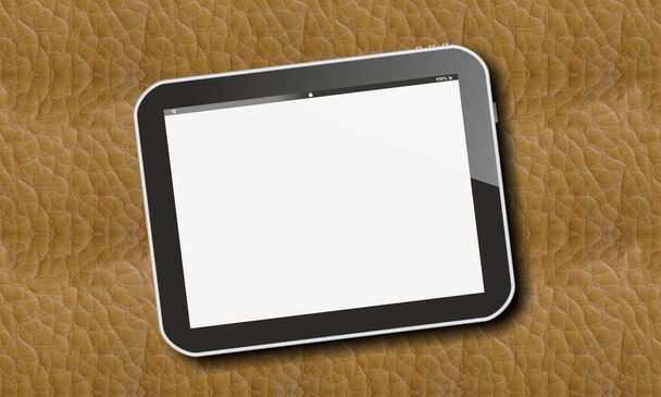 Tablet pc op lederen patroon - Foto, afbeelding