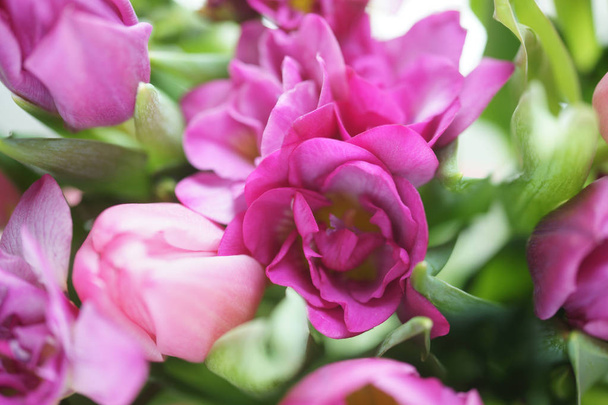 ピンクの花の美しい花束、クローズアップビュー - 写真・画像
