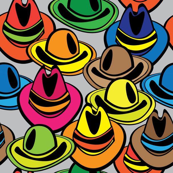 Seamless texture multicolor male hat - Vector, Image