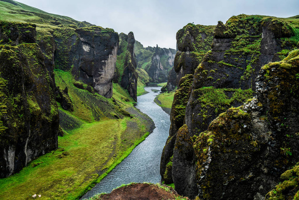 Unique landscape of Fjadrargljufur in Iceland. - Foto, Imagem