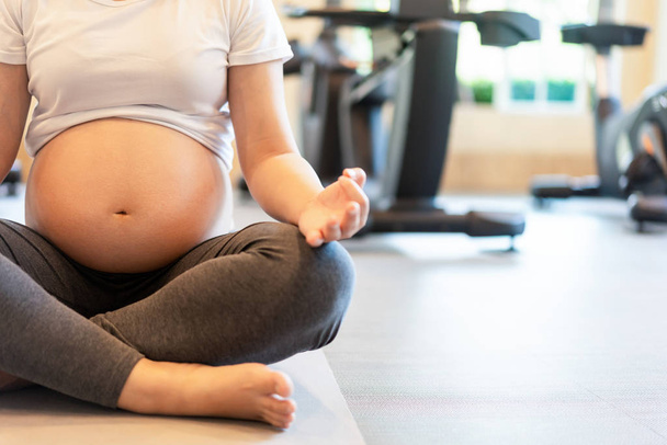 Active pregnant woman exercise in fitness center. - Photo, Image
