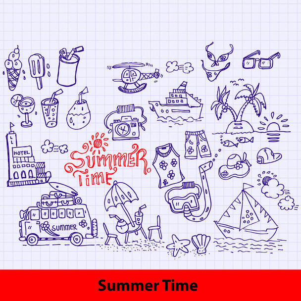 heure d "été, illustration et croquis, vecteur doodle
 - Vecteur, image