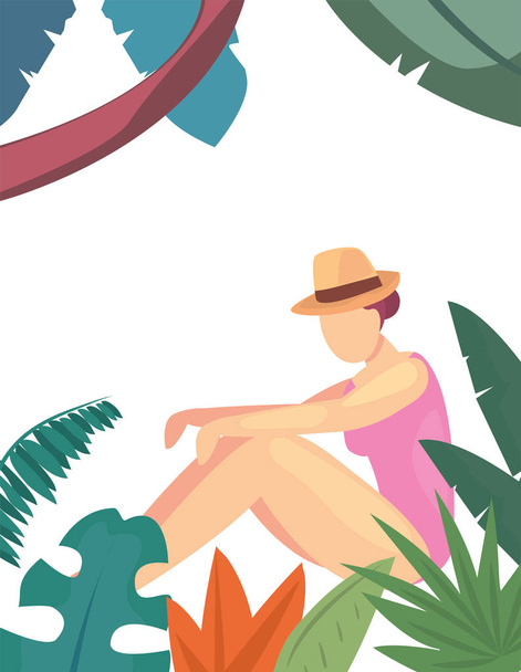 woman summer time vacations design - Vetor, Imagem