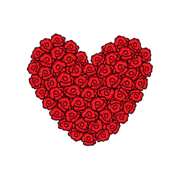 Vector illustration of a stylized heart of red roses - Вектор,изображение