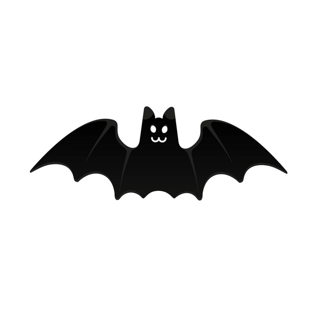Halloween pipistrello volante con viso spaventoso stile piatto disegno vettoriale isolato su sfondo bianco. Halloween simboli di celebrazione
. - Vettoriali, immagini