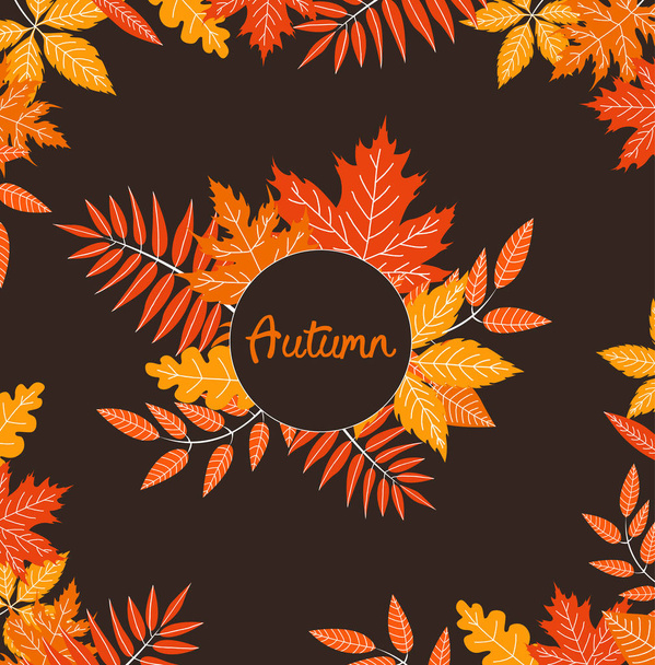 Осенний фон с опавшими листьями. - Вектор,изображение