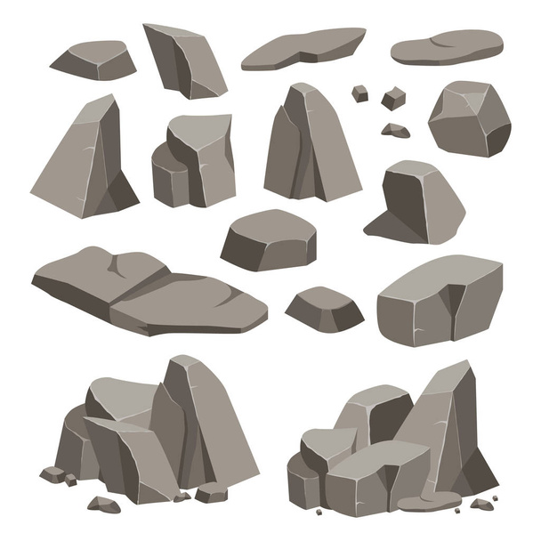 Pedra de rocha grande conjunto cartoon
.  - Vetor, Imagem