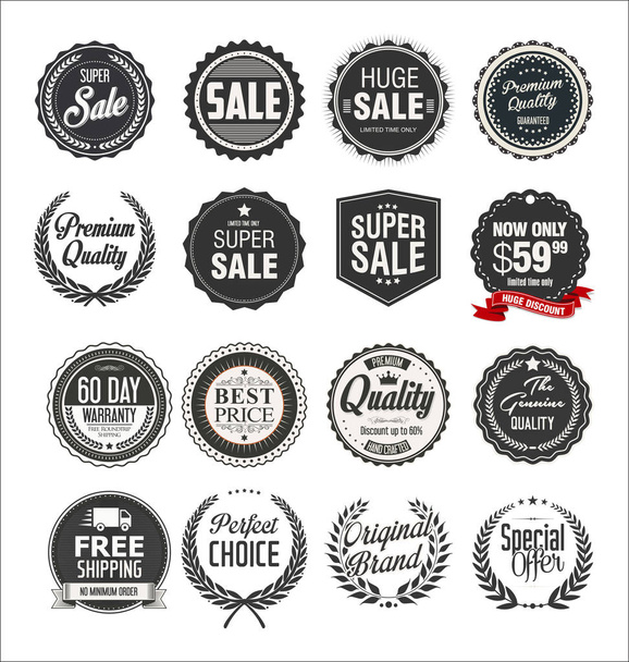 Collection of retro vintage badges and labels  - Vetor, Imagem