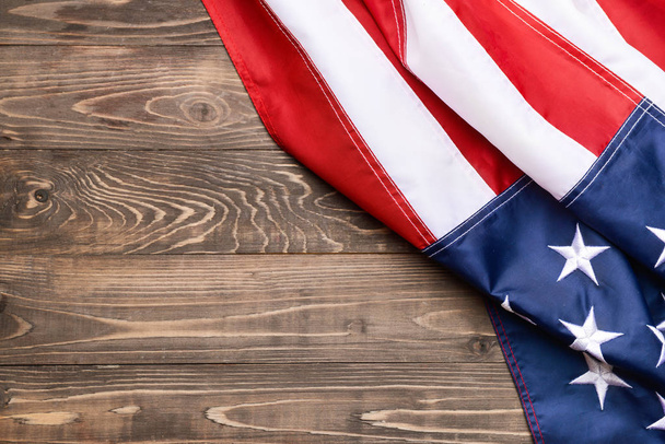 USA flag on wooden background - Zdjęcie, obraz