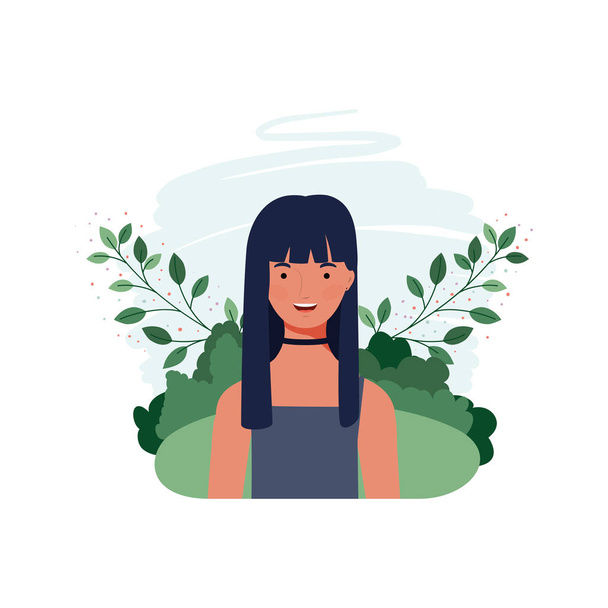 young woman with landscape background - Vector, Image
