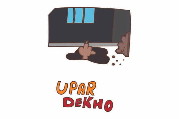 Vector cartoon illustratie van piraat hand. Upar-Dekho tekstvertaling-opzoeken. Geïsoleerd op witte achtergrond. - Vector, afbeelding