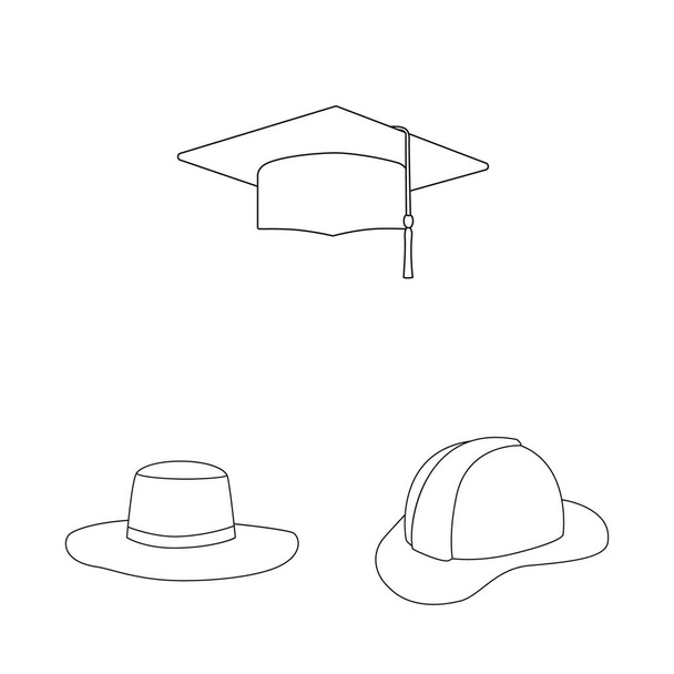 Vector illustration of headgear and napper symbol. Set of headgear and helmet stock symbol for web. - Vecteur, image